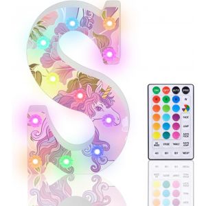 Lettres Lumineuses Led À Paillettes Avec 18 Couleurs Changeantes,Veilleuse Avec Télécommande Pour Filles,Cadeau D'anniversaire, Bar, Fête De Mariage, Noël, Décoration Murale De Table,S - Neuf