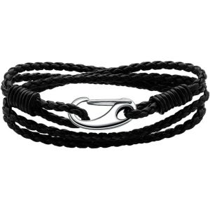 Kal-Bracelet En Cuir Tressé Pour Femme Et Homme - 19/20 Cm - Mousqueton Multicouche En Acier Inoxydable - Bracelet Enroulé Avec Boîte Cadeau - Neuf