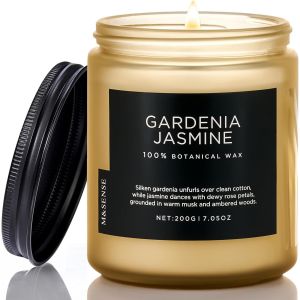 Bougie Parfum&eacute;es Gard&eacute;nia & Jasmin Romantique,bougie florale 200g 50h,2 m&egrave;ches cadeau femme-bougies d&eacute;coratives parfum&eacute;es pour chambre &agrave; coucher - Neuf