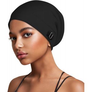 Jexnovashop-Bonnet Satin Cheveux Nuit, Unisexe Slouchy Beanie Avec Doublure En Satin Pour Dormir Bonnet De Soin Capillaire En Soie Bonnet Tricot&eacute; Doubl&eacute; En Soie Pour Femme Et Homme - Neuf