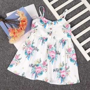 Robe D'ete Une Piece Respirante A Imprime Floral Pour Fille (#100) - Neuf