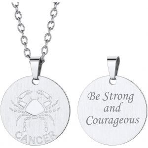 Kal-Collier Signe Astrologique Personnalisé Prénom & Photo, Pendentif Médaillon/Plaque Zodiaque Acier Inoxydable(Boîte Cadeau) - Neuf