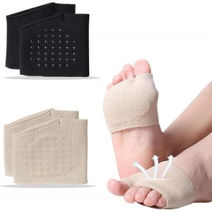 Kalanka-2 Paire Coussinets Métatarsiens, Respirants Coussinet Plantaire Gel, Réutilisable Coussins Avant-Pied Pour Femmes Hommes Pour Pieds Soulager La Douleur Plantaire(Couleur Peau + Noir-L) - Neuf