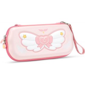 Coque Rigide Rose Compatible avec Switch/Switch OLED,Anti-Chute,&eacute;tanche,Grande capacit&eacute;,Compatible avec Console Switch et Accessoires de Jeu-Star Wing,Rose,Organiseur de Sac - Neuf