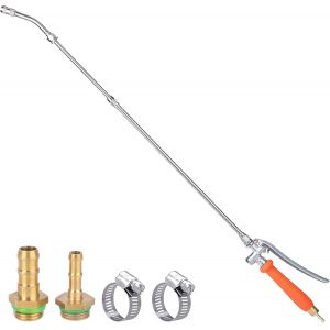 Lance Arrosoir Metal 44 Pouces, 2 raccords laiton pour tuyaux 3/8 et 1/4 pouce, Lance Arrosoir Jardin Acier Inoxydable Reglable avec Vanne d Arret Integree, avec 2 colliers de serrage - Neuf