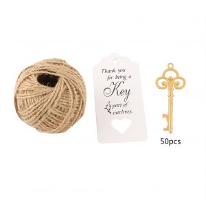 Hjlian Decapsuleur En Forme De Cle Avec Ficelle Et Etiquette Pour Cadeau De Mariage (50 Pieces + Ficelle + Carte) - Neuf