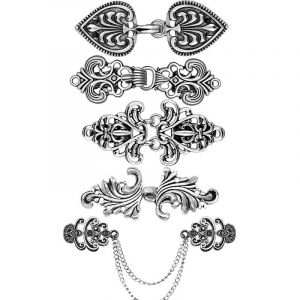 Lot De 5 Pinces &Agrave; Cardigan En M&eacute;tal Argent&eacute; Antique - Neuf