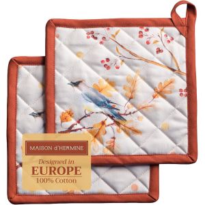 Tianyi-Oak Leaves Lot De 2 Maniques 100% Coton Pour Barbecue, Cuisiner, Cuisson, Micro-Ondes, Griller, Thanksgiving/No&euml;l (20cm X 20cm) - Neuf