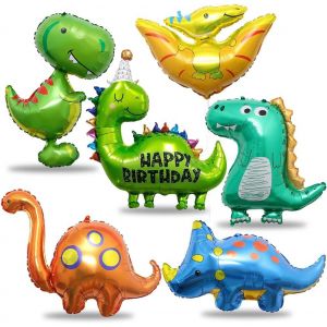 SJZG-6 Pièces Ballon De Dinosaure, Xxl Dinosaurs Ballons Helium, Géant Jurassic Theme Ballon En Aluminium Décoration, Dinosaure Fête D'Anniversaire Ballon En Feuille Pour Fête De Baby Shower Sur De J - Neuf