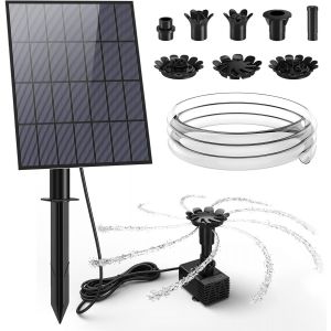 Fontaine Solaire 3.5W pour Bain d'oiseaux avec 15 Buses de Bricolage Tuyau d'eau et Piquet pour Jardin,&eacute;tang,Piscine,Ext&eacute;rieur - Neuf