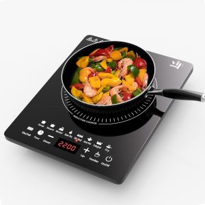 CHECARZHN--NO1-Plaque À Induction, 2200W Plaque De Cuisson Induction Portable Avec Fonctionnement Silencieux, 8 Modes De Cuisson Tactile Avec Capteur, Brûleur De Comptoir Multifonction (Fg1) - Neuf
