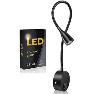 Lampe De Lecture À Led,Rotation À 360° Lampe De Chevet,Lampe De Lit Couleur Blanc Chaud,Support Mural Avec Interrupteur Et Cordon D'alimentation,Longueur Col De Cygne:38cm 200lm/3000k/3w/110-240v Ac - Neuf