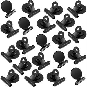 20 Pack Noir fixations Magnétiques des Aimants pour le Frigo avec des Clips, Réfrigérateur Magnétique des Clips, des Clips Magnétiques pour la Maison et le Bureau, Tableau blanc, Casier Photo Affiche - Neuf