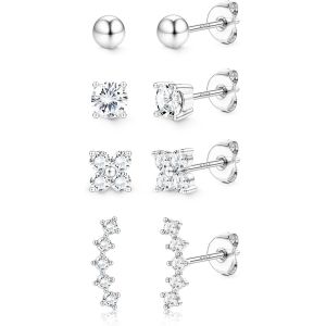 Kal-4 Paires Boucles D'oreilles Femme Argent 925 Helix Piercing Oreille Creoles Plaqué Or 14k/Argent Femme Petites Boucles D'oreilles Ensemble Pour Plusieurs Piercings Oreille Cartilage - Neuf
