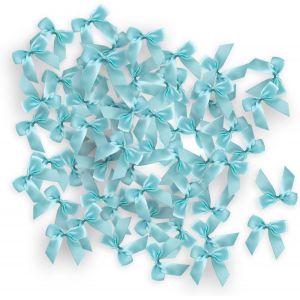 Kal-48 Pi&egrave;ces Noeuds, Mini Noeud De Ruban Bleu No&euml;l, Noeud Bleu Satin Adhesif Convient Pour Le Bricolage, La D&eacute;coration De Cartes De V?ux, La D&eacute;coration De No&euml;l Et De La Saint-Valentin - Neuf