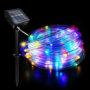 Tianyi-12m 100led Tube Lumineux Solaire, &Eacute;tanche Guirlande Lumineuse Tube Avec 8 Modes D'&eacute;clairage, Solaire Ruban Lumineux Pour Jardin No&euml;l Mariage F&ecirc;te Ext&eacute;rieur Int&eacute;rieure D&eacute;coration - Neuf