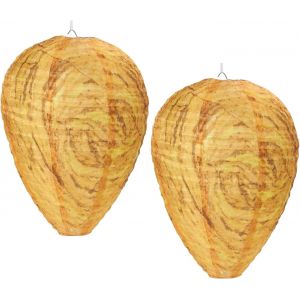 KALANKA-2 Pièces Leurre Faux Nids de Guêpes Nids de frelons à Suspendre Faux Nid de Frelons Leurres de Nid de Guêpe Nid de Guêpe en Papier Faux Nid de Guêpes pour Maison et Jardin Extérieur - Neuf
