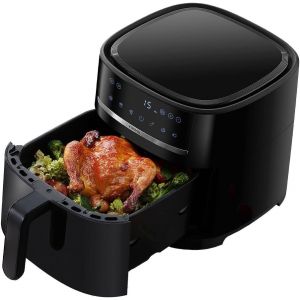 Air Fryer 6L Friteuse À Air Chaud Xxl 1500 W, Réglable De 40 À 200 °, Circulation D'Air Chaud À 360 °, 6 Programmes, Friture Sans Huile, Noire - Neuf
