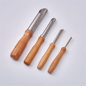 Ensemble De 4 Emporte-Pi&egrave;ces Circulaires &Agrave; Manche En Bois Pour Poterie, De Tailles Diff&eacute;rentes - Neuf