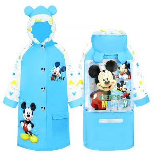 Hjlian Poncho De Pluie Impermeable A Capuche En Pvc Avec Grand Bord Pour Enfants, Motif Dessin Anime, Bleu, Souris, Taille Xl - Neuf