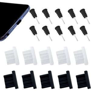 KALY-Lot De 10 Paires De Bouchons Anti-Poussière Compatibles Avec Micro Usb,Tablettes Et Tous Les Appareils Android,Port De Charge Et Prise Jack 3,5 Mm,Bouchons Anti-Poussière En Silicone - Neuf
