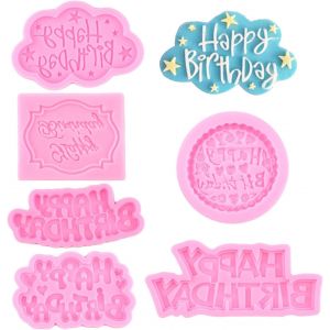 Lot De 6 Moules En Silicone Avec Bordure De L'alphabet « Happy Birthday » Pour Décoration De Gâteau D'anniversaire Décoration De Cupcakes Bonbons En Argile Polymère Pâte À Gomme - Neuf