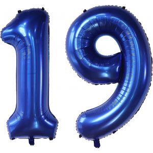 SJZG-Ballons Num&eacute;ros 19 - 101,6 Cm - Ballons &Agrave; L'H&eacute;lium Pour D&eacute;corations De F&ecirc;te D'Anniversaire Et Fournitures De F&ecirc;te D'Anniversaire (Bleu Marine-19) - Neuf