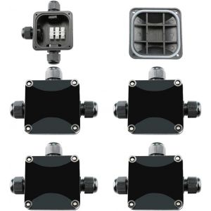 4 Pack Bo&icirc;te de jonction &eacute;lectrique ext&eacute;rieure imperm&eacute;able, IP66 Connecteur &Eacute;tanche 3 Voies Connecteurs Bo&icirc;tier &Eacute;lectrique Ext&eacute;rieur &Oslash; 5.5mm-10.2mm. 3 C&acirc;ble PG9, fait en plastique noir - Neuf