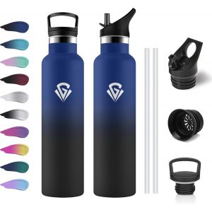 Gourde Isotherme 500ml, Bouteille Isotherme Double Paroi, Gourde Inox Aver Paille, Sans Bpa, &Eacute;tanche & , Bouteille Isotherme Pour Enfant, Sport De Plein Air, L'&eacute;cole, Bureau, Ext&eacute;rieur - Neuf