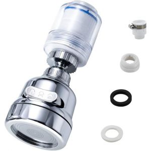 Filtre à eau pour Robinet cuisine(Silver), Pivotant 360° Economie d'eau Purificateur Anti-Calcaire Anti-éclaboussure 3 modes de position Réglable - Neuf