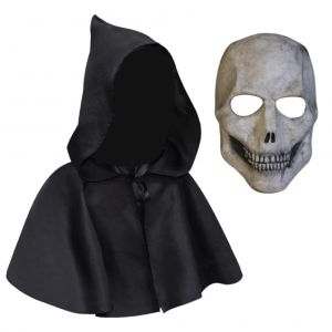 Masque De Squelette D'halloween, Masque D'horreur En Latex Avec Cape, Costume De Fete D'halloween, Accessoires De Deguisement, Decorations De Bar - Neuf