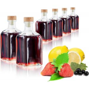6x Bouteille En Verre 120 Ml Avec Bouchon En Liège-Bouteille Vide Avec Bouchon En Liège-Récipient En Verre Pour Le Remplissage De Liquides Tels Que L'huile (Carré-120ml) - Neuf
