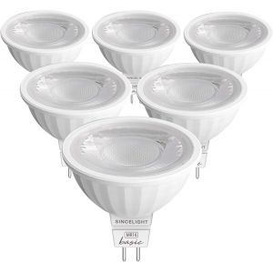 Mr16 Ampoule À Réflecteur Led Avec Culot Gu5.3,12v,6w,500 Lumens,Équivalent Halogène 50w,6000k (Blanc Froid),Couleur Magnifique Ra¿92,Angle De Faisceau 38°,Lot De 6 - Neuf