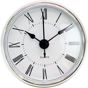 Chenquansarl-Insert D'horloge À Quartz Rond 70 Mm Cadran Blanc Cadran Argenté Chiffres Romains Pour Trou De 63 Mm De Diamètre - Neuf