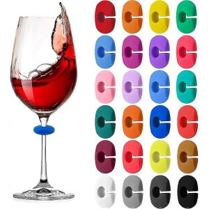 24pcs Verre À Vin Charme Marqueur De Boisson Marqueur,Verre À Vin En Silicone Marqueur Verre À Champagne Cocktail - Neuf