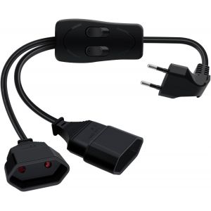 HuaLiSi Rallonge Double Prise Euro avec Interrupteur Câble D'extension Euro 2.5A 250V Rallonge Euro Cable 2x0.75 mm² pour Appareils Ménagers, Prises de Charge, Téléviseurs, Ordinateurs Etc (0.5m) - Neuf