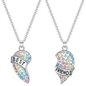 2 Pièces D'amitié Collier Bff Pendentif En Forme De Coeur Collier Amitié Ensembles Pour L'anniversaire Des Femmes,Amitié Pendentif Collier Ensemble Meilleurs Amis Collier Bff Cadeau Pour Garçon Fille - Neuf