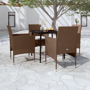 Prolenta Premium - Ensemble &Agrave; Manger De Jardin Coussins 5 Pcs Marron/Noir - Neuf