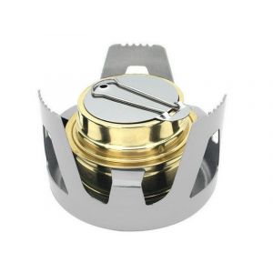 Mini R&eacute;chaud &Agrave; Alcool Pour Camping Avec Support - Gris - Neuf