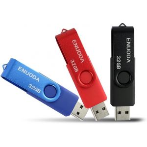 SUBZONAL-Lot de 3 Cl&eacute; USB 32 Go USB 2.0 Flash Drive Stockage Rotation Disque M&eacute;moire Stick ,Mixte Couleur:Rouge Noir Bleu - Neuf