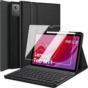 Clavier Coque Pour Lenovo Tab M11 11 Pouces 2024 (Tb330fu/Tb330xu) Tablette, Azerty Français Amovible Bluetooth Sans Fil Clavier Étui Housse Avec Protection Écran - Neuf