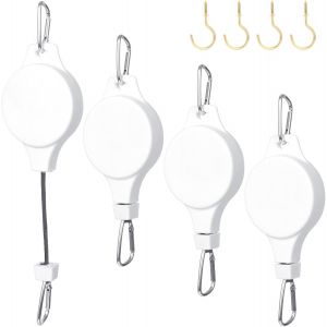 ERYI-4 Pièces Crochet Suspension Plante Rétractables Poulies Pour Suspendre Des Plantes, Convient Pour Pots De Fleurs De Jardin, Jardinières Suspendues, Mangeoires À Oiseaux (Blanc) - Neuf
