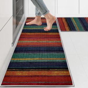 Eryi-Lot De 2 Tapis Cuisine Antidérapant Lavable,Tapis De Cuisine,Tapi Cuisin Antiderapant Pour Couloir,Salle À Manger,Entrée Et Tapis De Porte (D3, 40x120cm+40x60cm) - Neuf