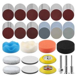 133 pcs 3 pouces disque de ponçage foret kit de polissage,60-10000 grains de papier de verre tampons avec crochet et - Neuf