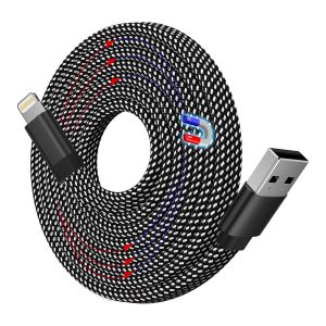 Meimie-Magnétique Câble De Charge I-Phone 1.5m,Câble Plat Usb A Vers Light-Ning Mfi Certifié En Nylon Tressé,Cordon De Charge Rapide Enroulé Pour I-Phone 14 Pro Max 13 12 11 Xr Xs X 8 7 Plus Se - Neuf