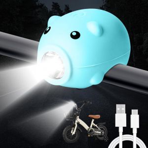 Kal-Lampe De Trottinette Pour Enfant - Étanche Ip64 - Led - Rechargeable Par Usb - Lumière D'avertissement Led Avec Klaxon - Triple Mode - Pour Trottinette D'enfant, Scooter, Bâton De - Neuf