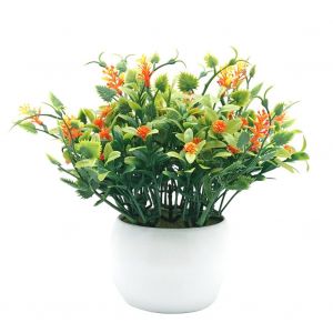 HJLIAN Fleur artificielle en pot, decoration pour la maison ou le bureau (orange) - Neuf