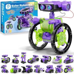 KAAQL-Robot Solaire 15 En 1,Robot Jouet Enfant Jeux De Construiction,Double Entraînement Solaire Et Batterie,Jouet Pour Les 6 Ans Et Plus,Cadeau Garçon 8 9 10 11 12 Ans,Violet (212Pièces) - Neuf