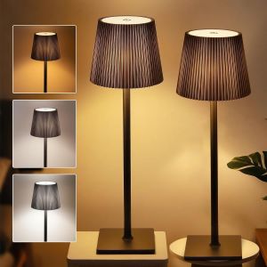 2 Pi&egrave;ces Lampe De Table Led Sans Fil,Lampe Table Rechargeable Sans Fil Avec Contr&ocirc;le Tactile,Dimmer 3000-6000k,Intensit&eacute; Variable Ip54 Etanche,Chambre Salon Camping Jardin Caf&eacute; Ext&eacute;rieur(Noir) - Neuf