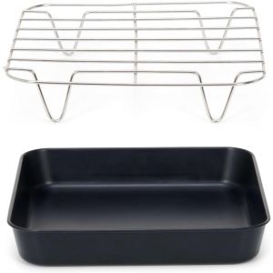 LORANKA-Patisse 72855, Set Moule carr&eacute; Acier Rev&ecirc;tu sans PFAS 20.7 cm + Grille de cuisson inox 20cm pour Friteuse &agrave; Air Chaud Air Fryer XL & XXL - Neuf